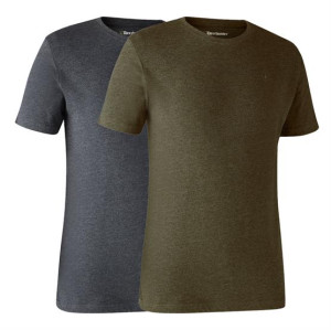 Deerhunter Mens Basic 2-pack T-Shirt, Adventure Green Melange 47 / 48