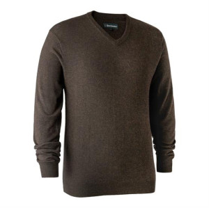 Deerhunter Mens Kingston Knit with V-Neck, Dark Elm XXL