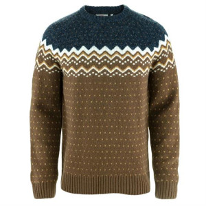 Fjällräven Övik Knit Sweater Mens, Dark Oak / Navy