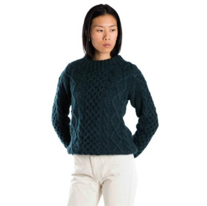 Fuza Wool Womens Princess Sweater Round Neck, Indigo L