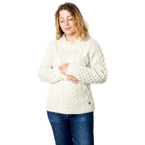 Fuza Wool Ladies Princess Sweater Round Neck, White L