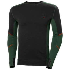 Helly Hansen Mens Lifa Merino Crewneck, Green / Ebony XL