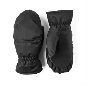Hestra Womens Primaloft Leather Mitt, Black Str. 9