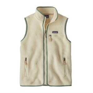 Patagonia Womens Retro Pile Vest, Natural / Ellwood Green XL