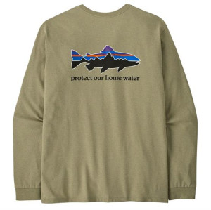 Patagonia Mens L/S Home Water Trout Responsibili-Tee, Gumtree Green XS