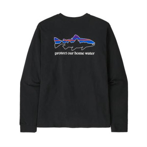 Patagonia Mens L/S Home Water Trout Responsibili-Tee, Black XS