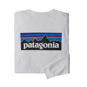 Patagonia Mens L/S P-6 Logo Responsibili-Tee, White M