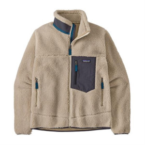 Patagonia Mens Classic Retro-X Jacket, Natural / Smolder Blue L