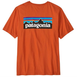 Patagonia Mens P-6 Logo T-Shirt, Coal Orange L