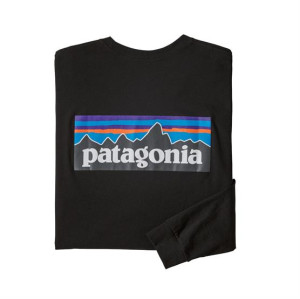Patagonia Mens L/S P-6 Logo Responsibili-Tee, Black M