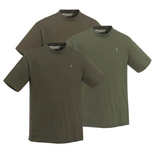 Pinewood 3-pack T-Shirt, Green / Brown / Khaki L