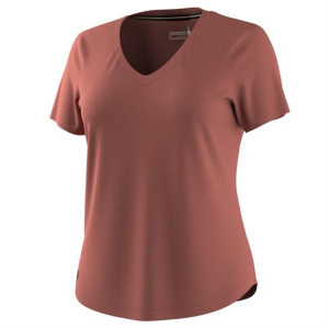 Smartwool Womens Active Ultralite V-Neck S/S, Burnt Sienna XL