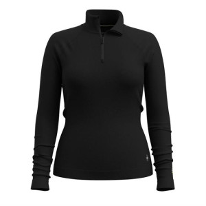 Smartwool Womens Classic Thermal Merino Base Layer 1/4 Zip, Black M