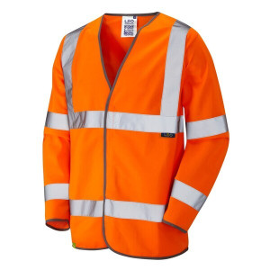 Leo BS03 S01 Hi-Vis Long Sleeve Waistcoat Orange
