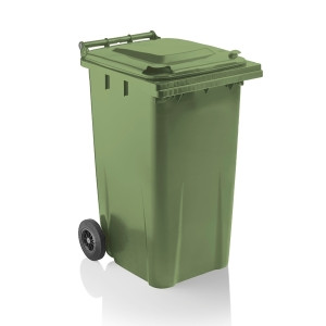 Wheelie Bin Green 240 Litre | Green | Household General Waste | Industrial Recycling Bins | Hinged Plastic Lid