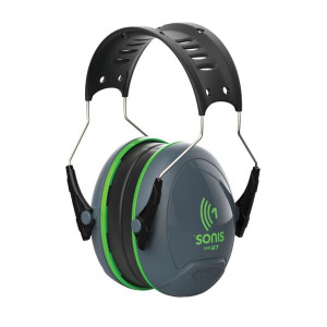Sonis 1 Over Moulded Headband Dark Grey Cup/Ex-Vis Green Plate