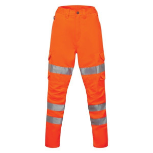 PENNYMOOR Hi-Vis Poly/Cotton Ladies Cargo Trousers (Short Leg) ISO 20471 Cl 2 Orange