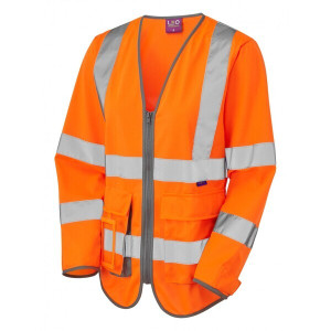BEAWORTHY Hi-Vis Superior Ladies Sleeved Waistcoat ISO 20471 Cl 2 Orange