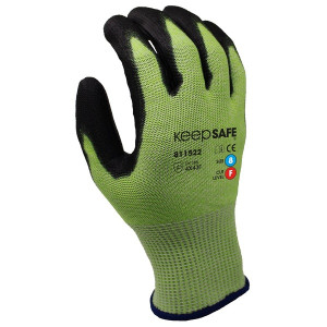 KeepSAFE 13 Gauge HPPE High Visibility PU Palm Coated Cut Level F Glove Yellow