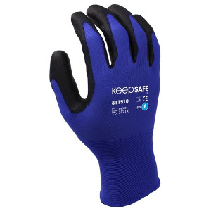 KeepSAFE 18 Gauge PU  Palm Coated Glove Blue