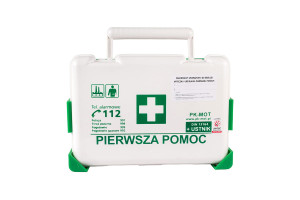 Apteczka domowa z wieszakiem z wyposażeniem DIN13164, PK-MOT z Tworzywa