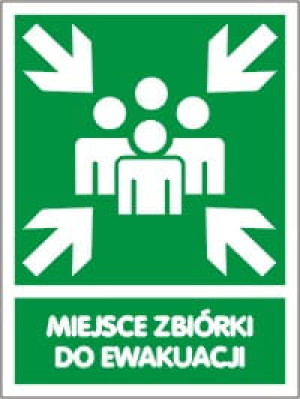 Znak MIEJSCE ZBIÓRKI DO EWAKUACJI 200x300