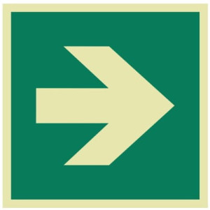 Znak KIERUNEK DROGI EWAKUACYJNEJ STRZAŁKA PROSTA 150x150