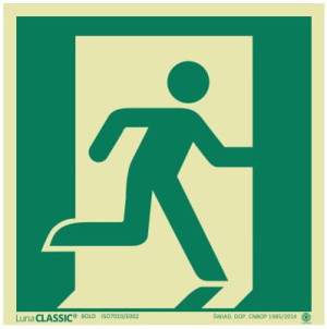Znak DRZWI EWAKUACYJNE Prawe 150X150