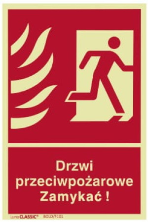 Znak Drzwi Przeciwpożarowe Zamykać Prawe 100x150mm