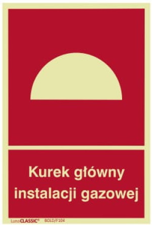 Znak KUREK GŁÓWNY INSTALACJI GAZOWEJ 100x150mm