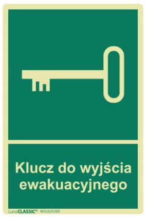 Znak KLUCZ DO WYJŚCIA EWAKUACYJNEGO 100x150 mm
