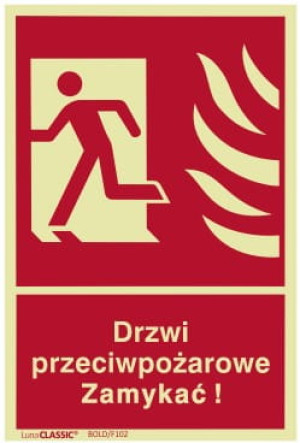 Znak Drzwi Przeciwpożarowe Zamykać Lewe 150x220mm