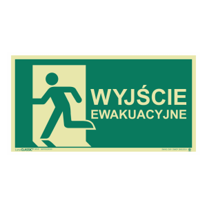 Znak WYJŚCIE EWAKUACYJNE LEWE 200x380mm Błona Klejąca
