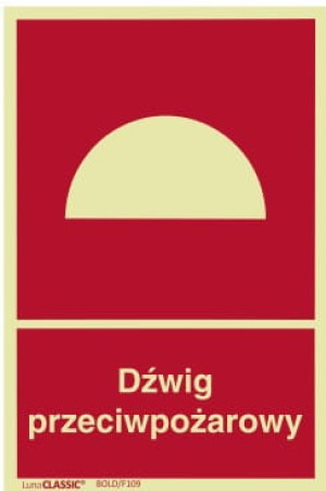 Znak DŹWIG PRZECIWPOŻAROWY 150x220mm