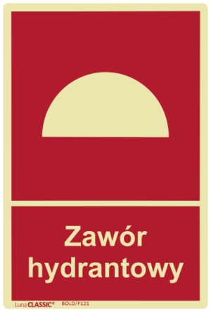 Znak ZAWÓR HYDRANTOWY 100x150mm Błona Klejąca