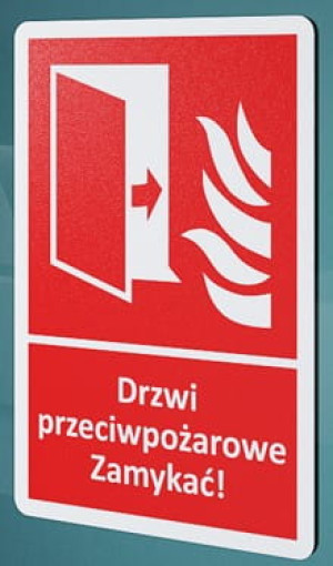 Znak Drzwi Przeciwpożarowe Zamykać 100x150mm