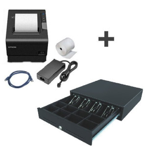 Epson TM-T88VI USB/LAN + Kassenlade, fabrikneues Set, 350mm/Sek.