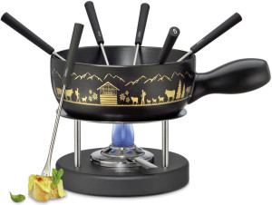 Spring K&auml;sefondue Garnitur Montana schwarz