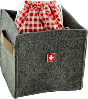 Birth Gramm Kartoffelkorb Filz grau Schweizer Kreuz