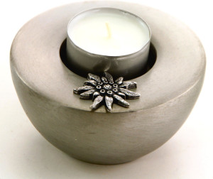 Birth Gramm Teelicht rund Aluguss 9 cm Edelweiss