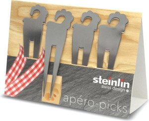 Steinlin Apero-Picks Steinbock Chromstahl 4er Set