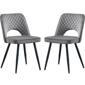 RayGar Dining Chairs Hope Fabric Set of 2 - Dark Grey