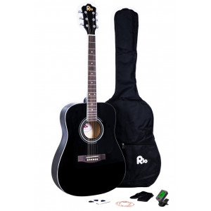 Rio 4/4 size (41") Acoustic Dreadnought Guitar - Black
