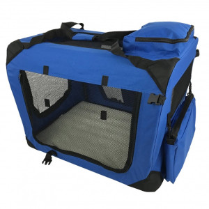 RayGar Folding Soft Crate Pet Carrier (Dog, Cat, Puppy, Kitten) - BlueXL