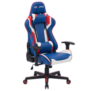 RG-PRO Gaming Chair Ergonomic Racing Style – Adjustable Recline, Support Cushions, PU Leather Office Desk Chair – Blue