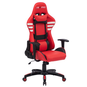 RG-PRO Gaming Chair Ergonomic Racing Style – Adjustable Recline, Support Cushions, PU Leather Office Desk Chair – Red
