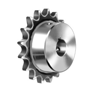 Kettenrad aus Stahl - mit einseitiger Nabe, einbaufertig DIN ISO: 08 B-1 / Teilung (p): 12,7 mm / Zahnbreite (b): 7,2 mm / c: 1,3 mm / r3: 13 mm / T