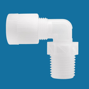 Winkel-Rohrverbinder mit Außengewinde aus PA oder PVDF Rohr Außen-: 12 mm / Außengewinde: R 1/2" / NW: 8 mm / L1: 34,5 mm / L2: 35,5 mm / SW1: 13 m
