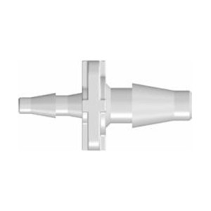 Mini-Reduzier-Schlauchtülle - mit Steg Schlauch Innen- (A): 1,6 mm / Schlauch Innen- (B): 3,2 mm / Werkstoff: PP / Farbe: natur / Einheit: 10 Stüc