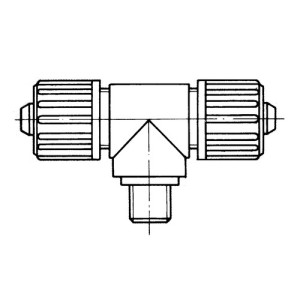 T-Verbinder mit Außengewinde aus PP oder PVDF für Gewebeschläuche Schlauch Innen-: 13 mm / Schlauch Außen-: 19 mm / Außengewinde: NPT 3/8" / Werks
